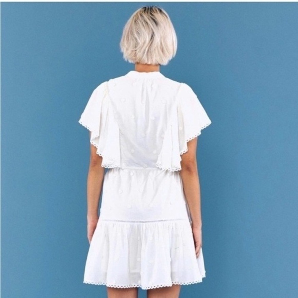 Farm Rio White Mini Dress Floral Embroidered Boho Medium Beach Resort‎ Romantic - Picture 2 of 11